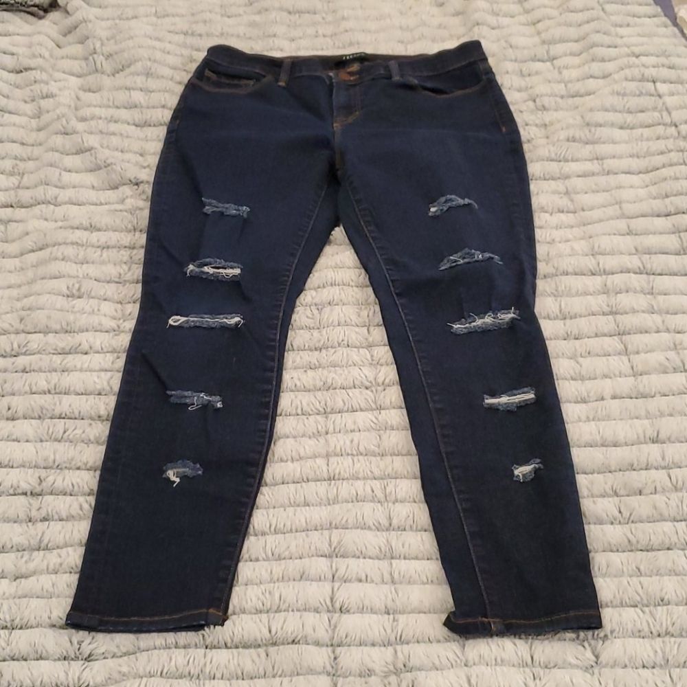 Dark wash distressed J.brand capri "pure" jeans